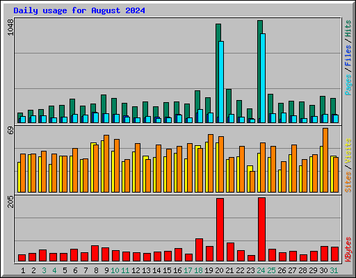 Daily usage for August 2024