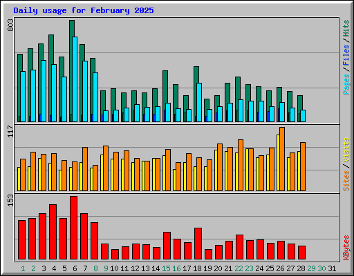 Daily usage for February 2025